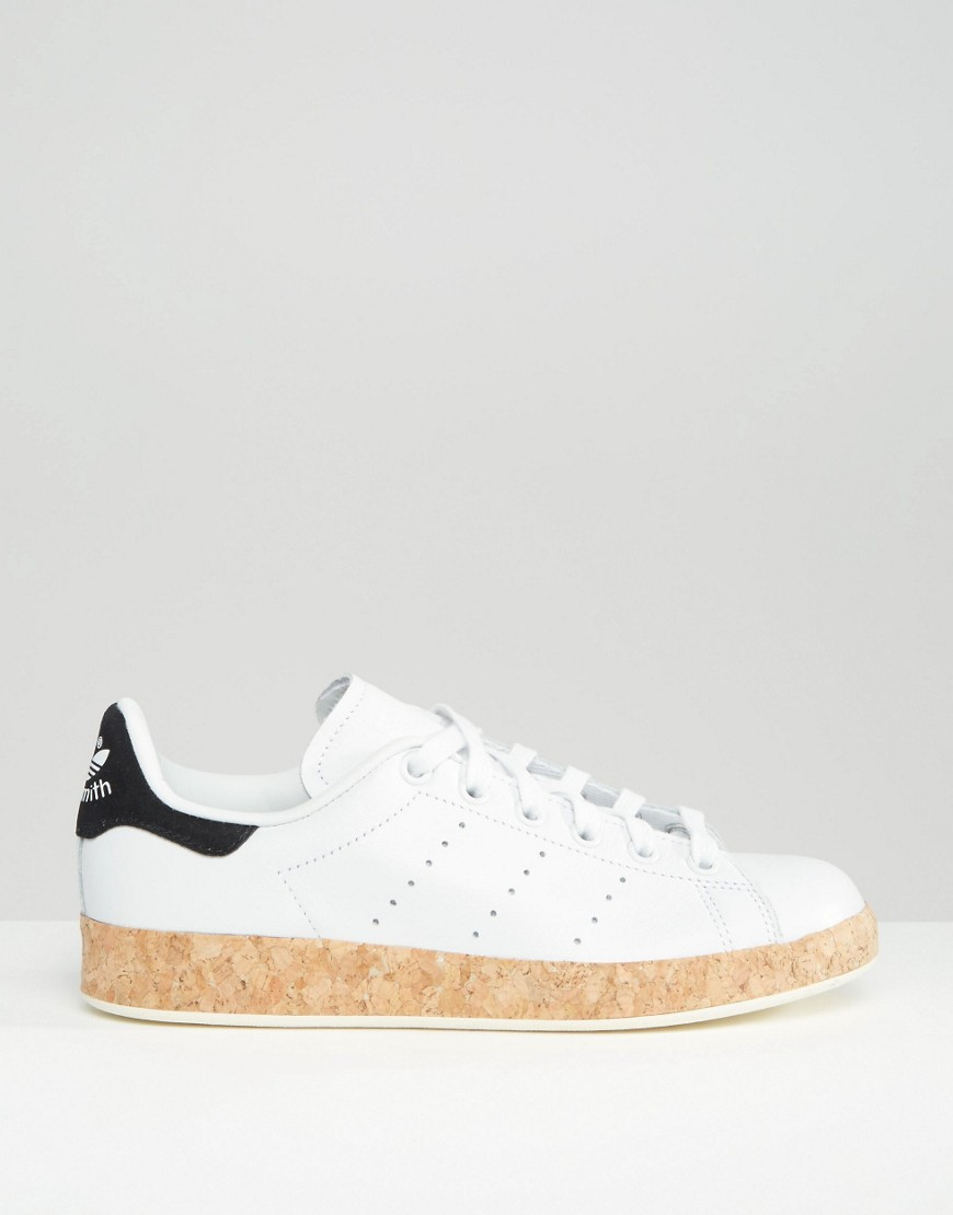 adidas Originals Leather Originals Stan Smith Lux With Cork Sole Trainers  in White - Lyst