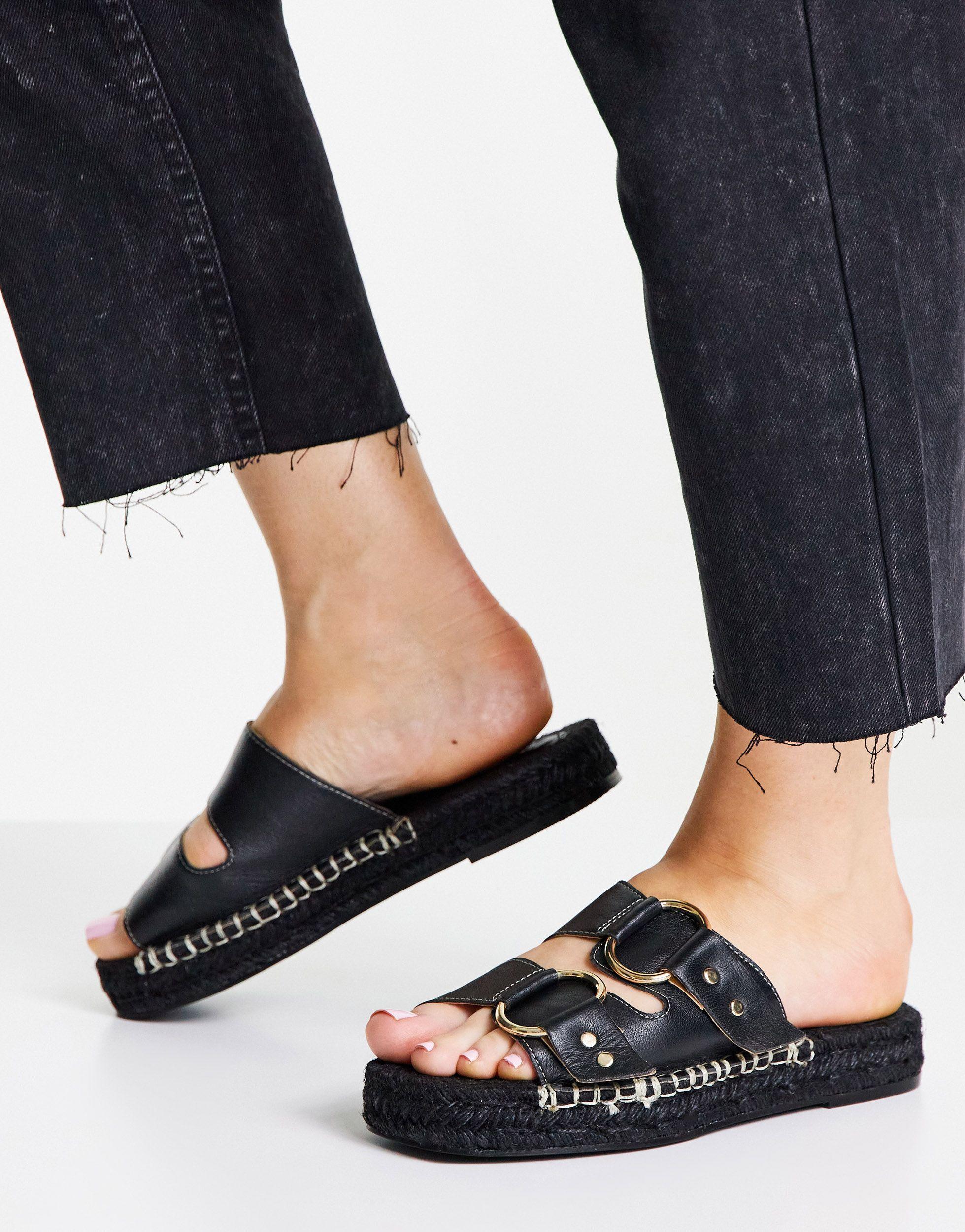 Mules color negras estilo alpargatas con detalle ASOS de Cuero de color  Negro - Lyst