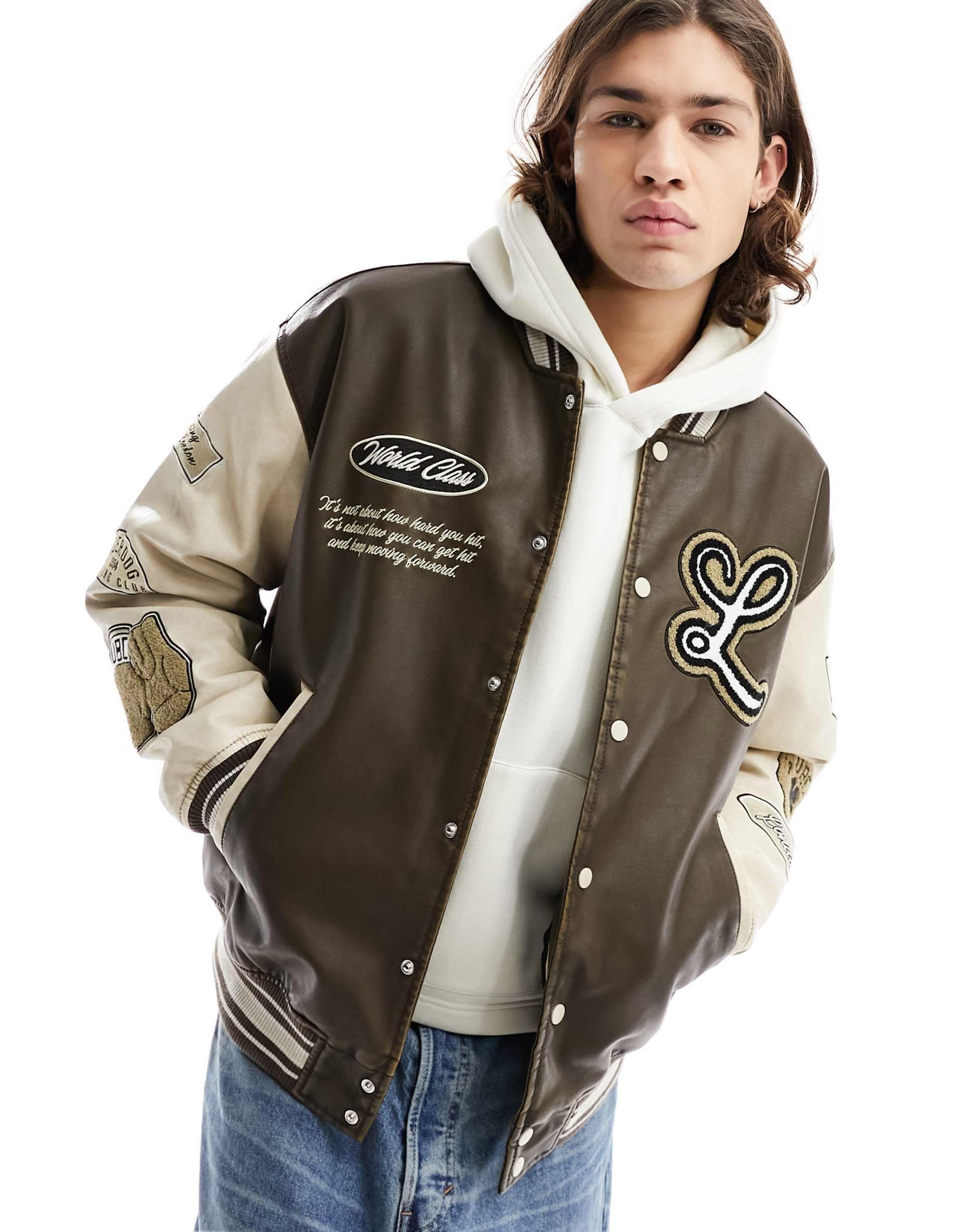 Bershka veste en cuir homme sale