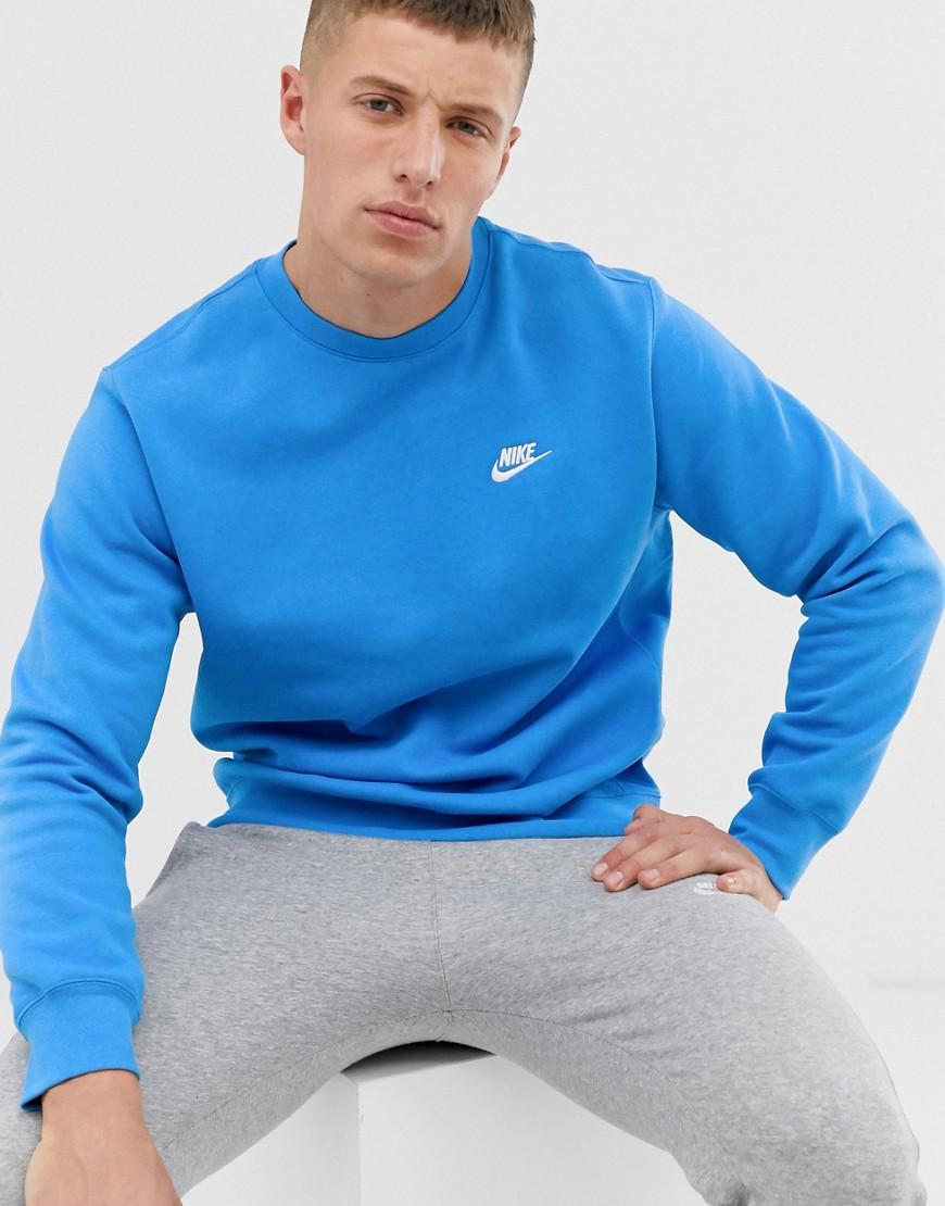 Nike Club Fleece Crew Neck Sweatshirt In Blue for Men | Lyst