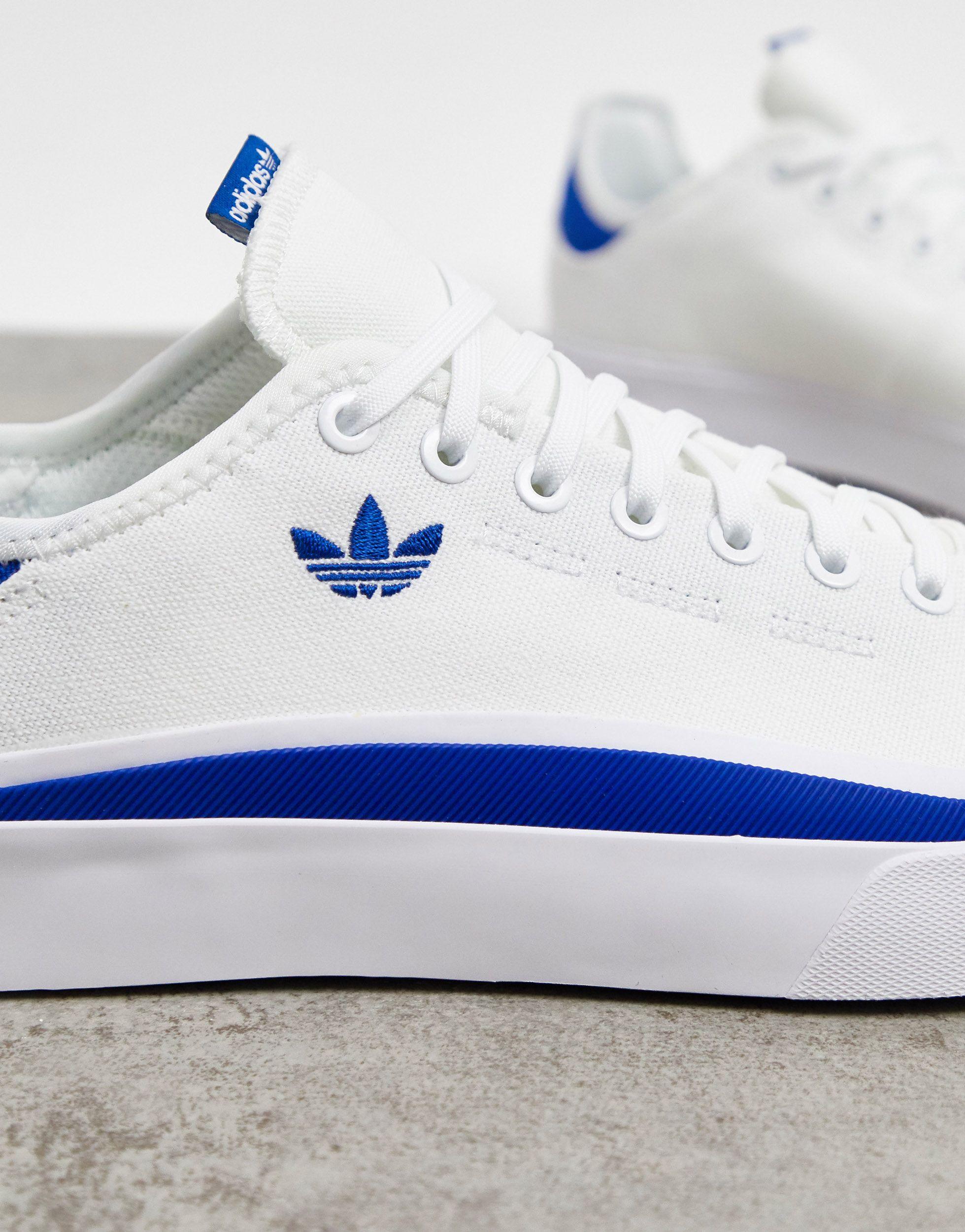adidas skateboarding white & blue sabalo trainers