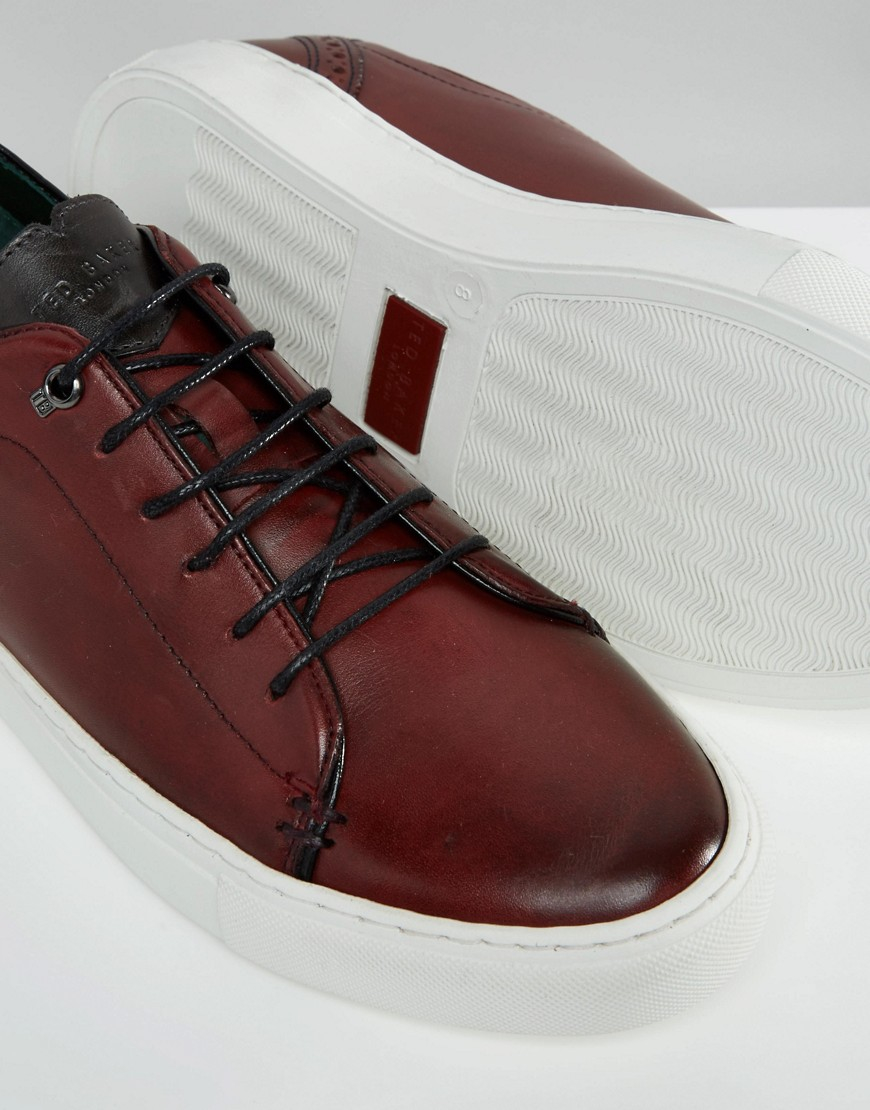 Ted Baker Kiing Leather Trainers in Red for Men - Lyst