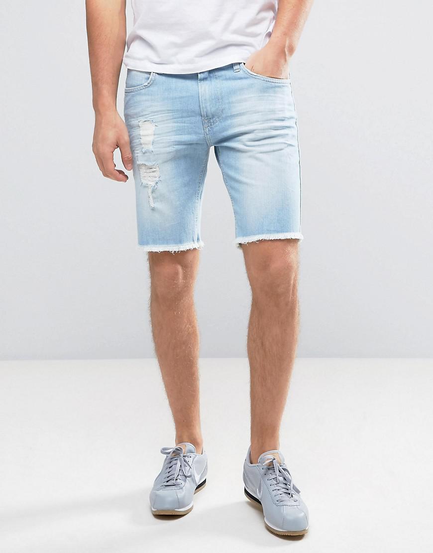 Lyst - Lee jeans Denim Cut Off Shorts Trashed Baron Wash in Blue for Men