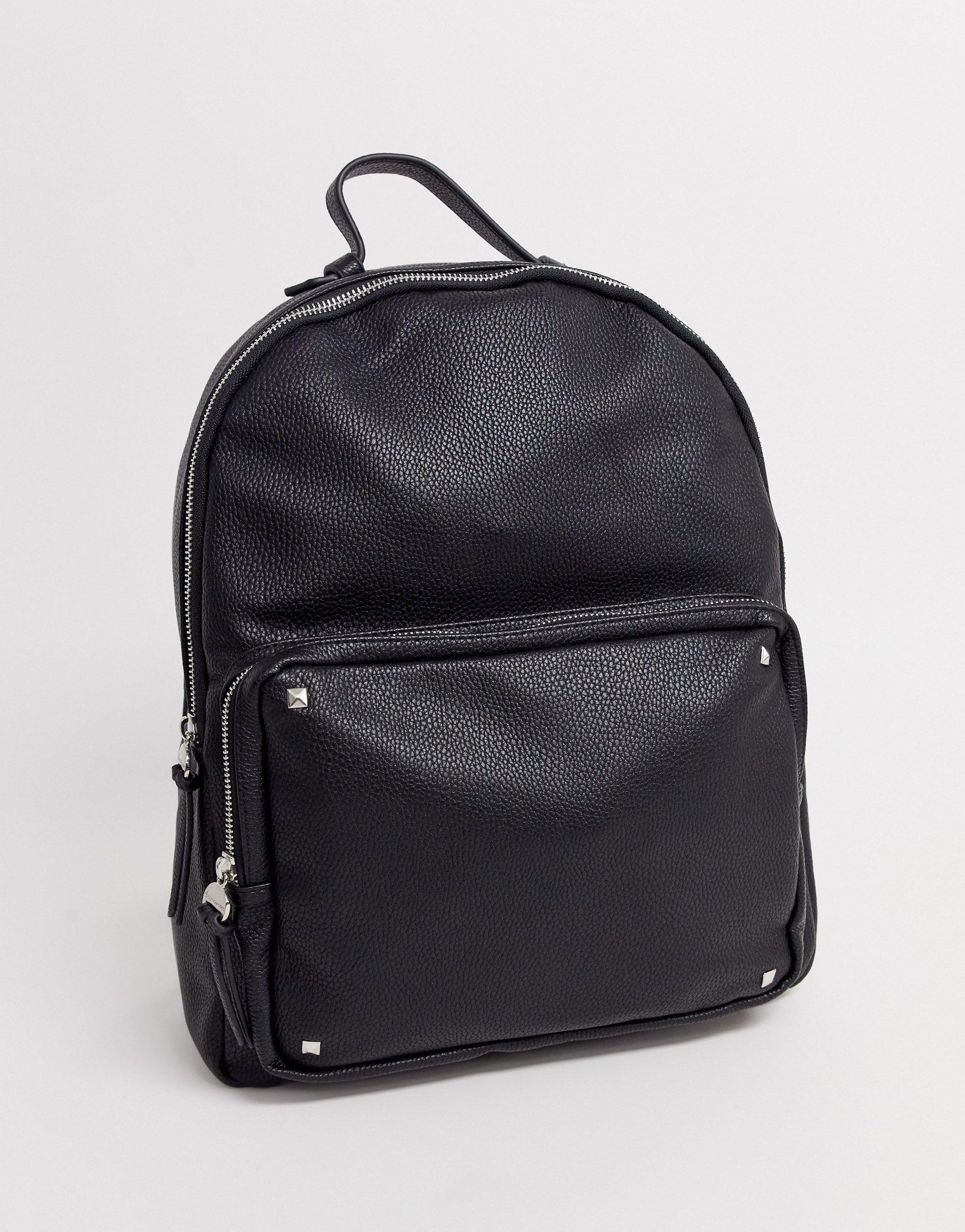 Zaino nero con borchieStradivarius in Denim di colore Nero | Lyst