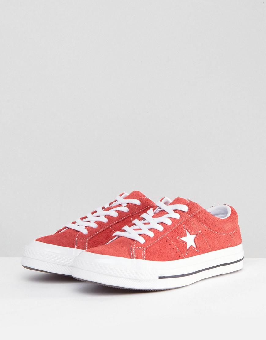 Converse One Star Ox Sneakers In Red Suede | Lyst
