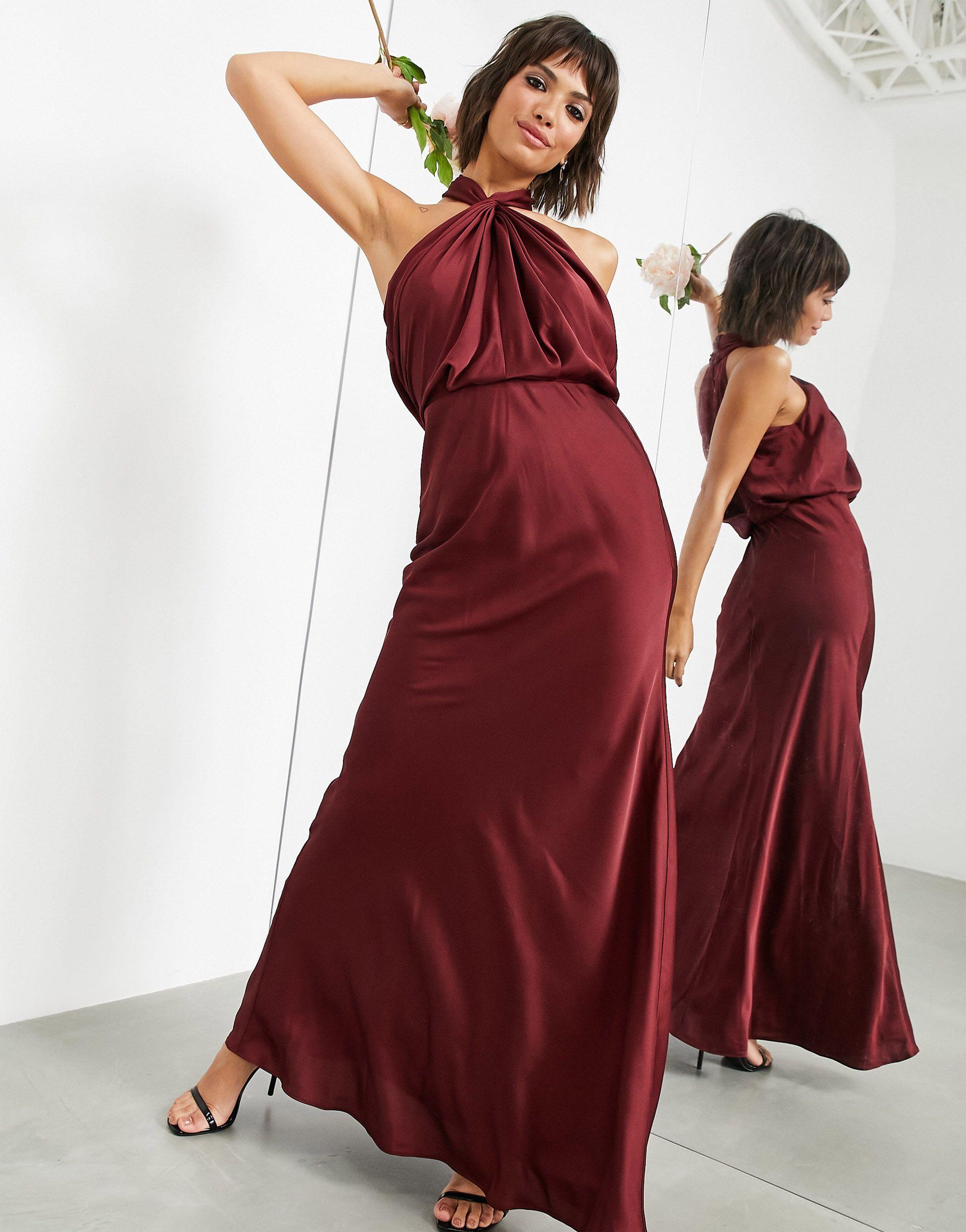 satin ruched halter neck maxi dress Online Sale, UP TO 66 OFF