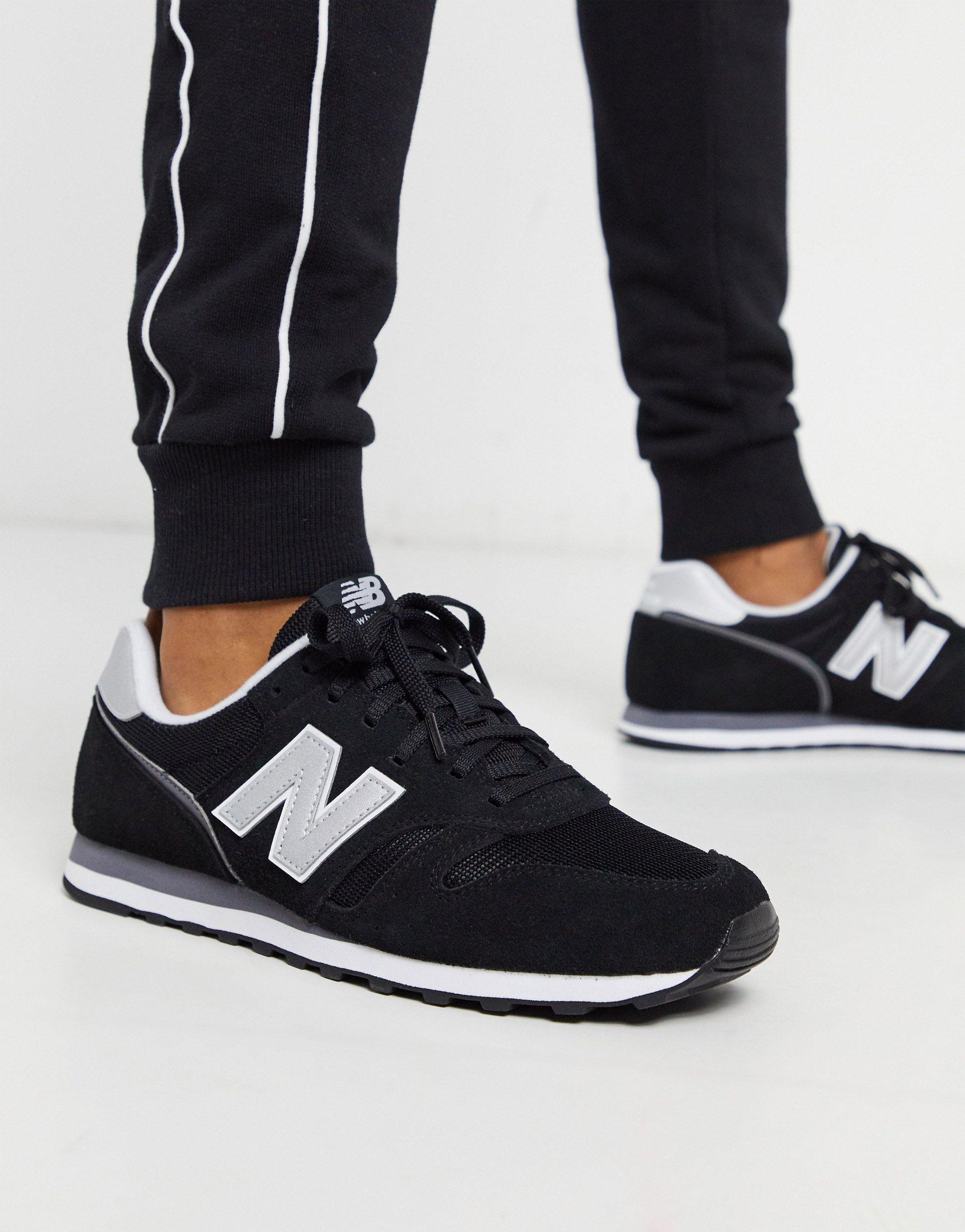New Balance Leather 373 Sneakers in Black for Men - Lyst