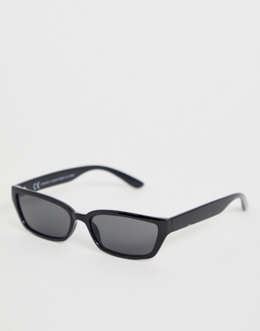 Weekday Denim Slim Rectangular Sunglasses In Black - Lyst