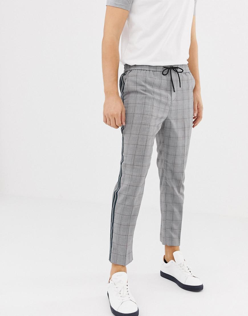 mens grey check joggers