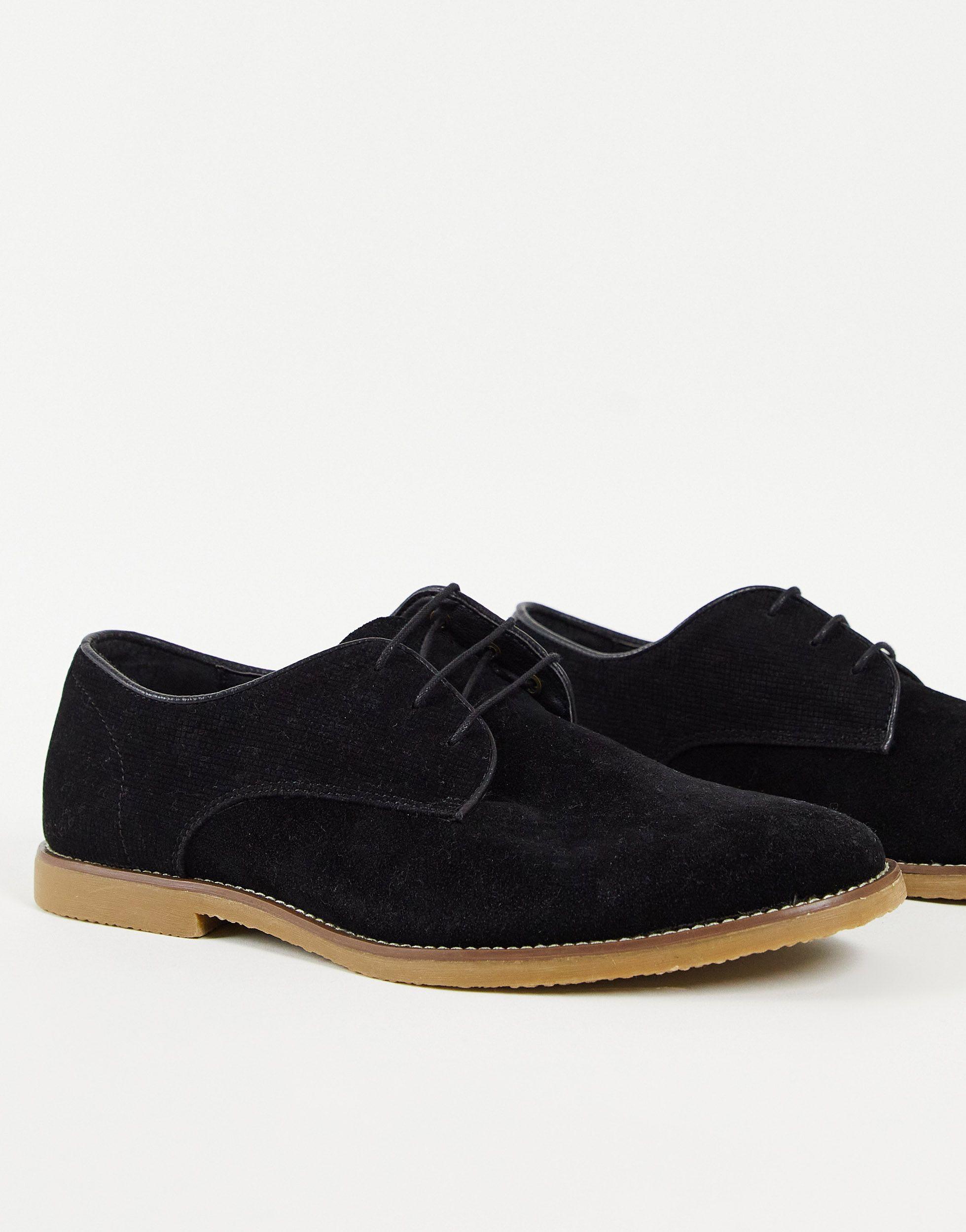 TOPMAN Faux Suede Lace Up Shoes in Black for Men | Lyst