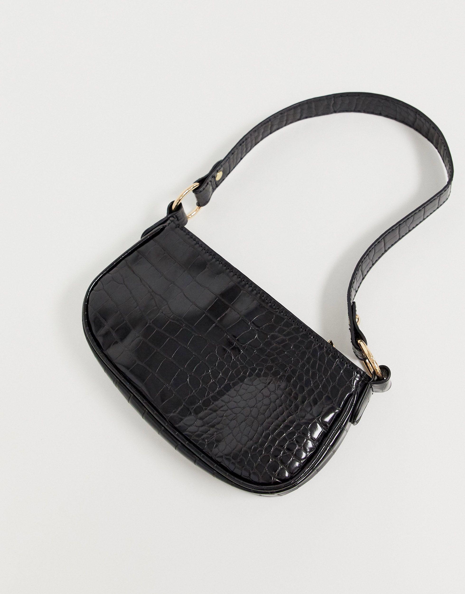 croc effect 90s shoulder bag