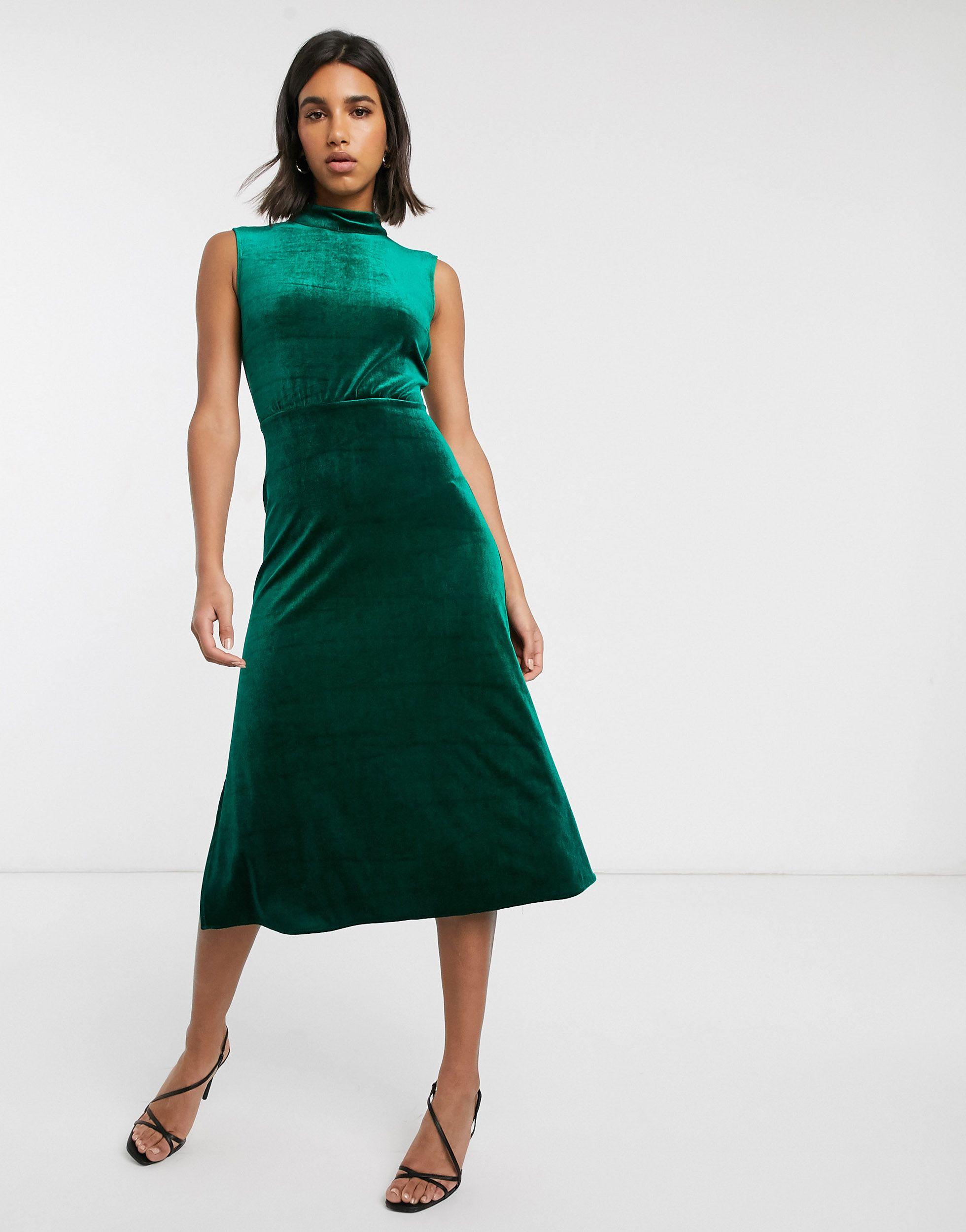 warehouse velvet embellished wrap dress
