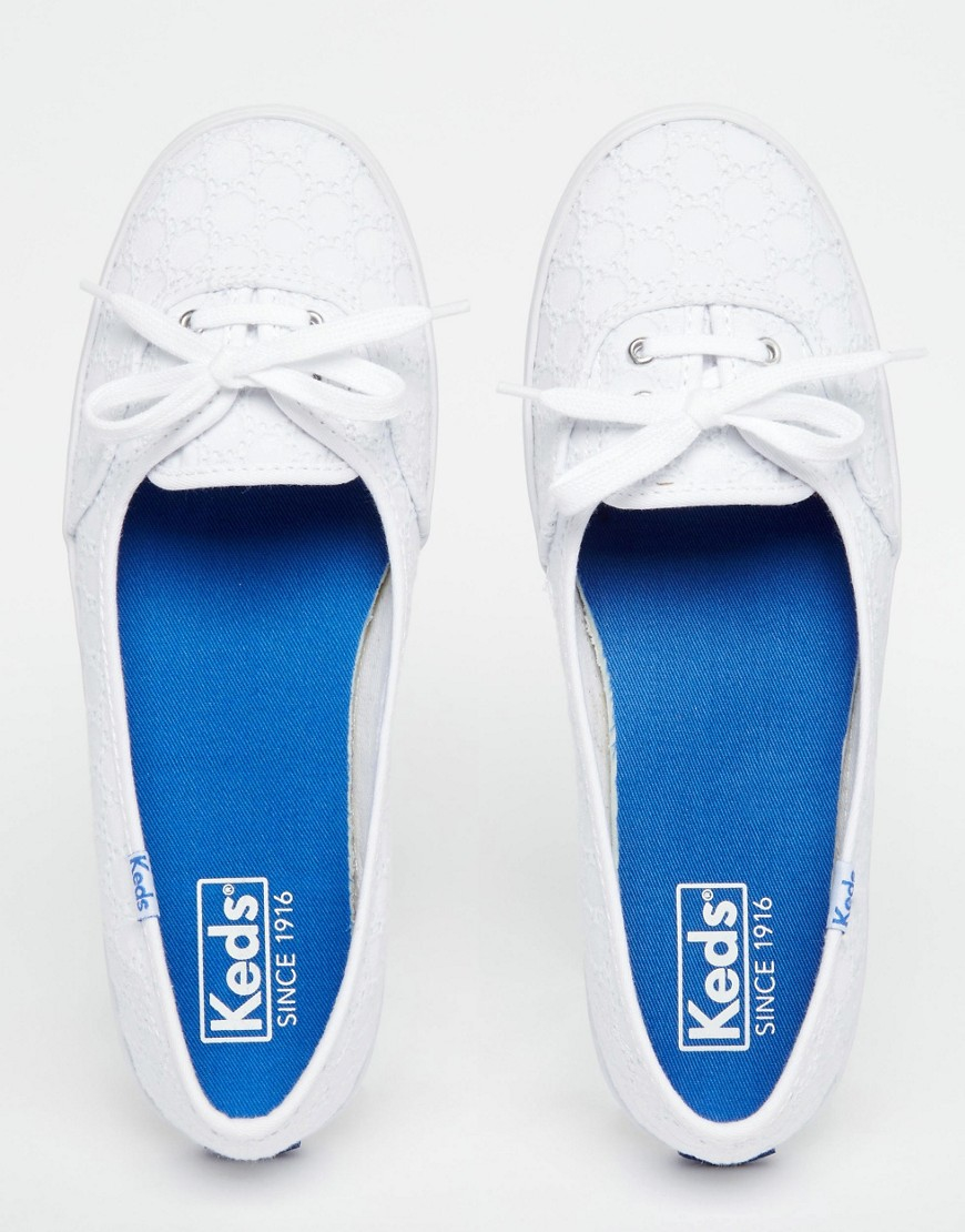 Keds Teacup Eyelet White Lace Plimsoll 