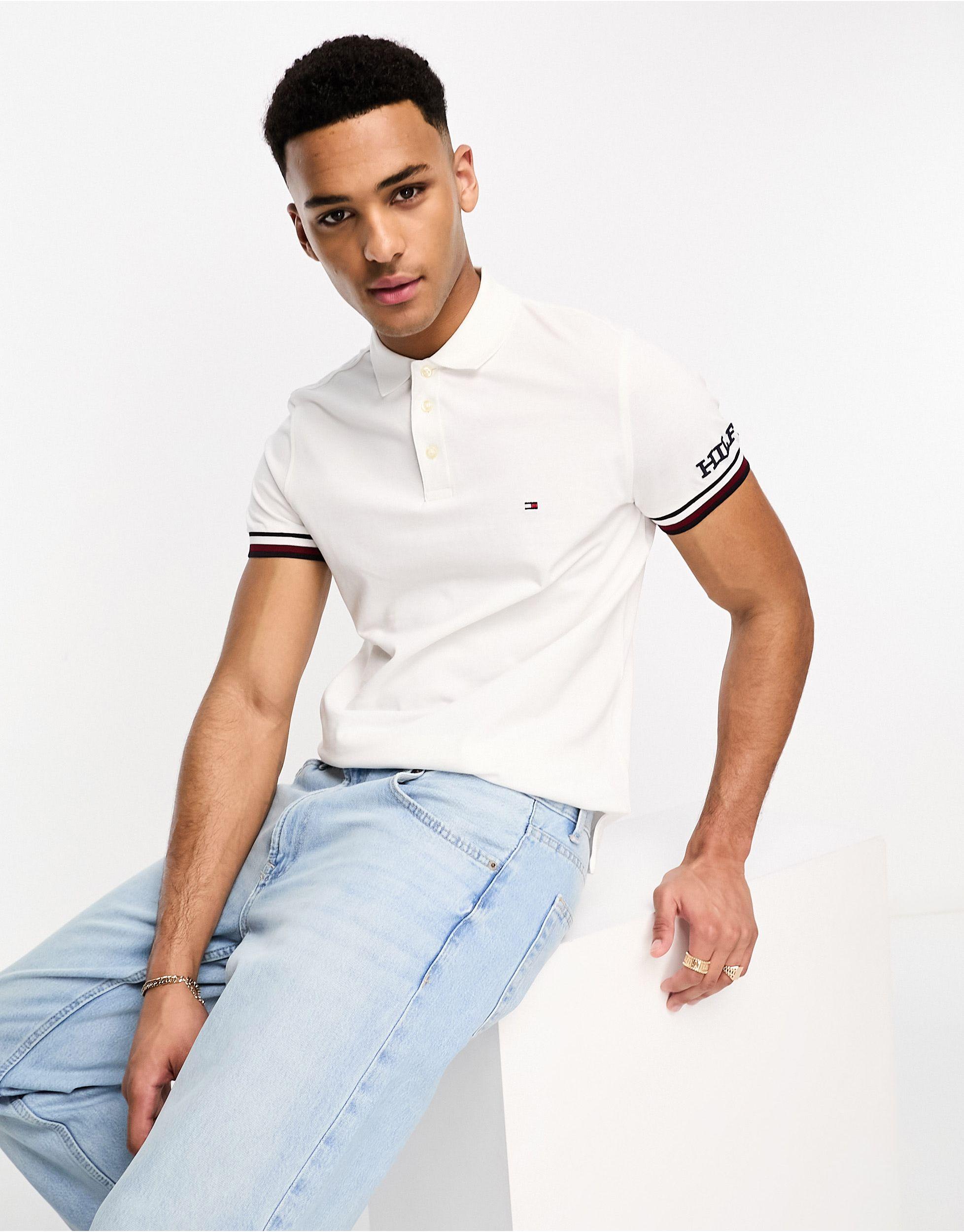 Tommy Hilfiger Monotype Slim Fit Polo in White for Men | Lyst