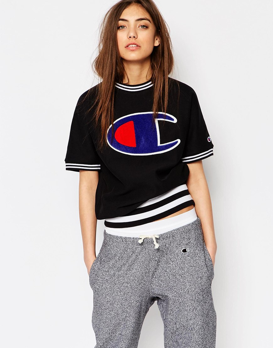 Champion Clothing / Lyst - Champion Script Logo Crew Sweat in Blue for
