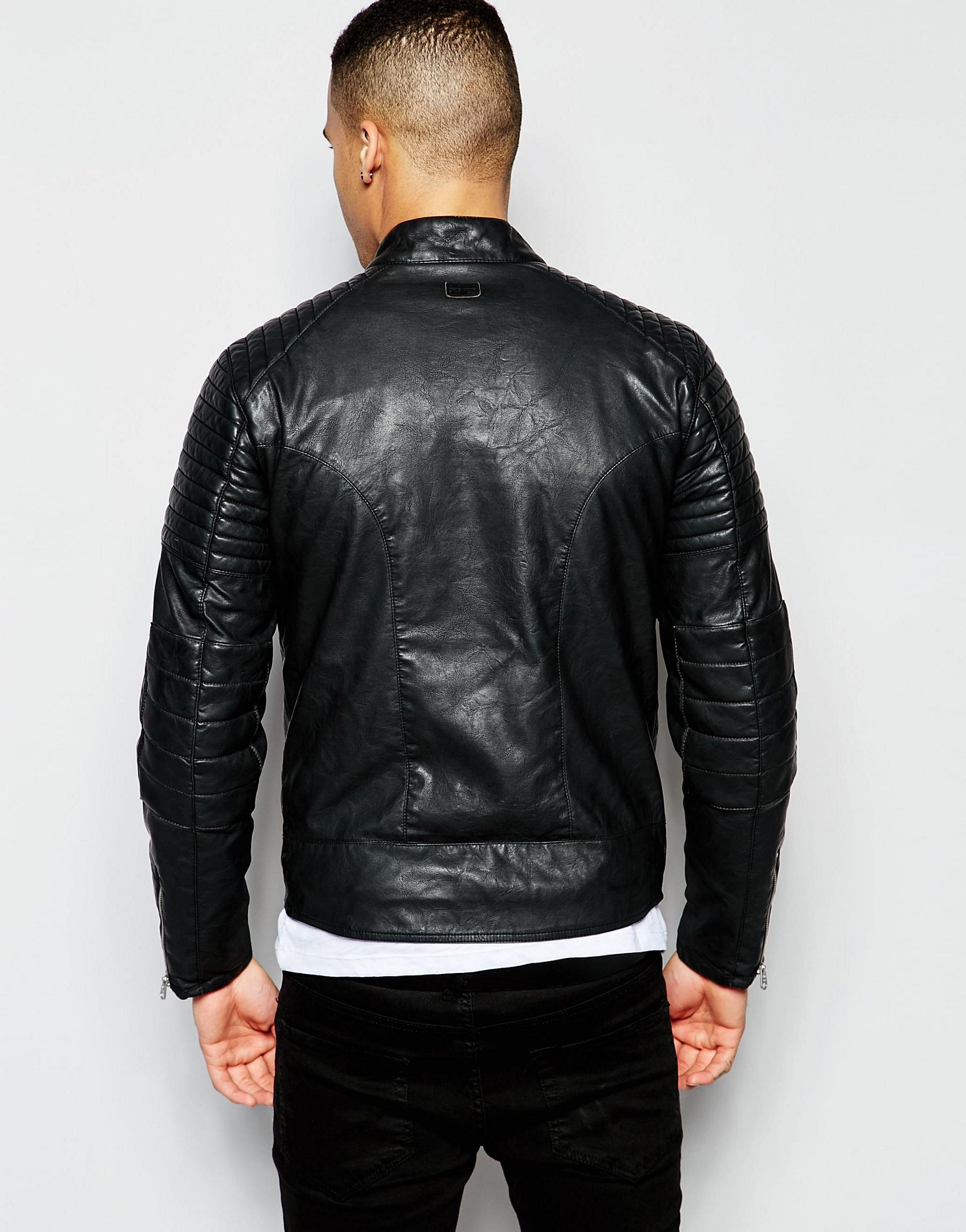 Lyst - G-Star Raw Faux Leather Biker Jacket Attacc In Black in Black ...