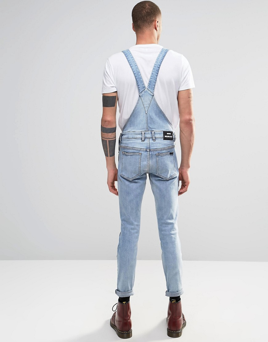 dr denim ira skinny ripped overall jeans in black