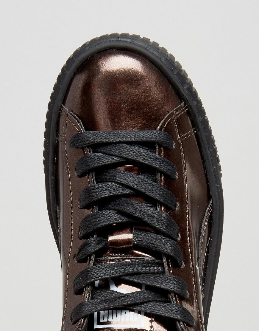 Piping Suri hænge PUMA Classic Platform Sneakers In Shiny Bronze - Copper in Black | Lyst