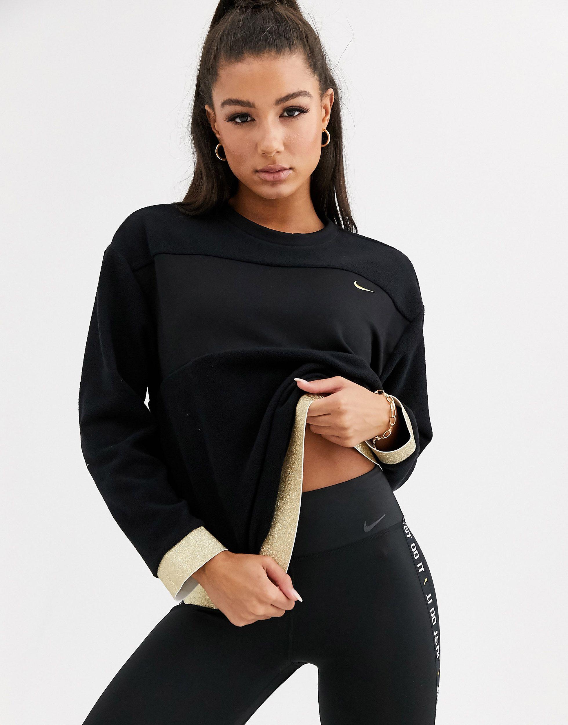 Nike Fleece Long Sleeve Top With Gold 