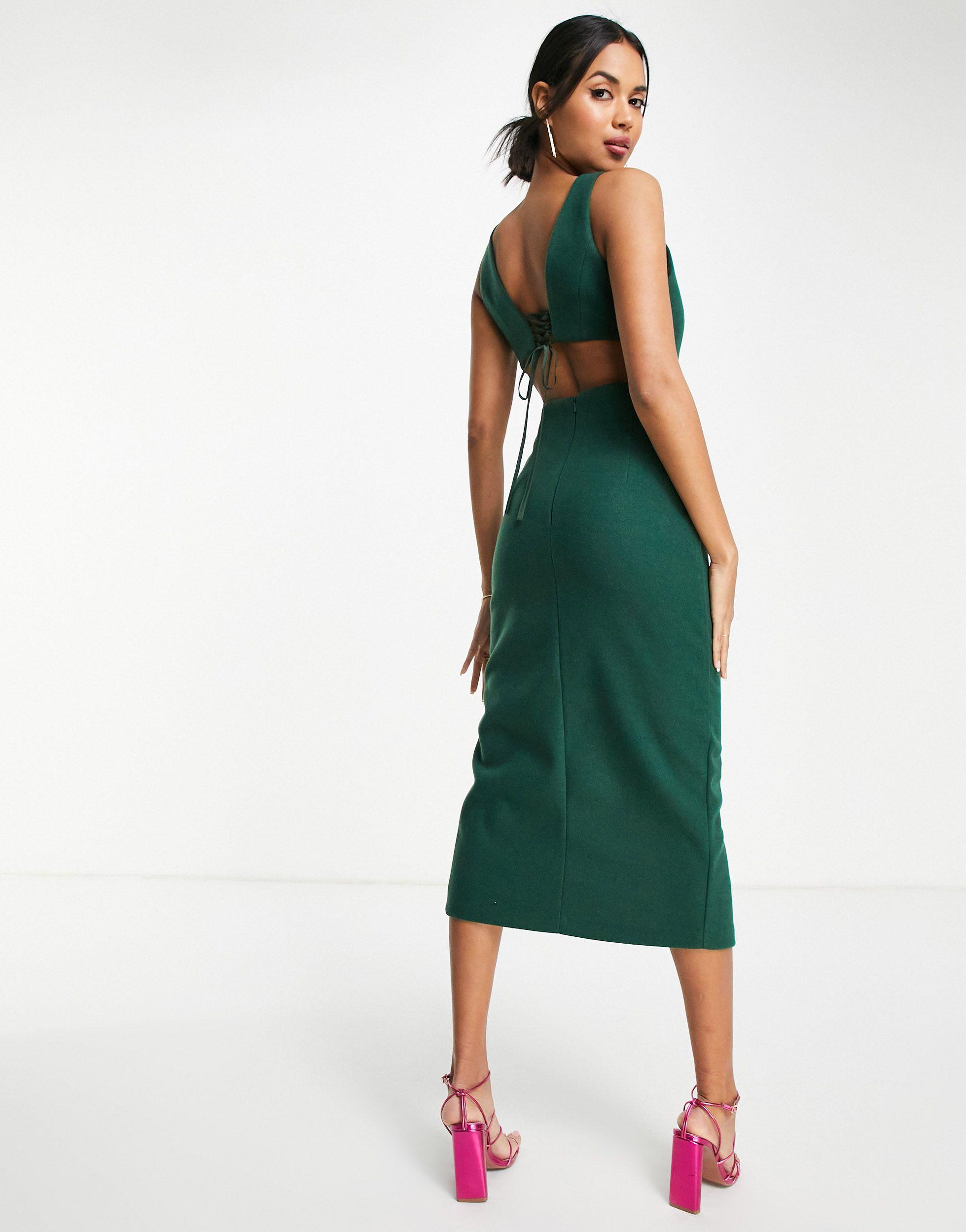 ASOS Structured Midi Dress in Green ...