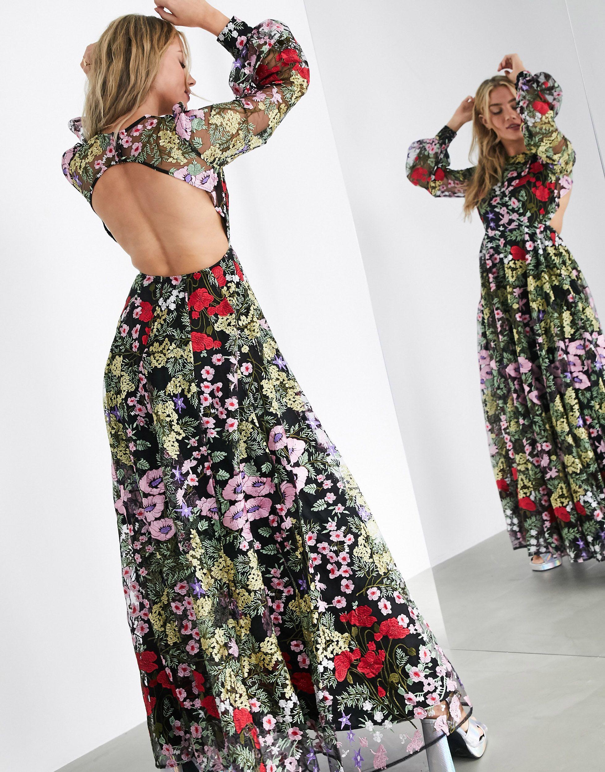 Pretty Floral Embroidered Maxi Dress ...