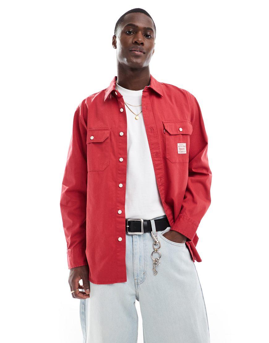 Levi's Workwear Classic Twill Worker Shirt in Red for Men Lyst UK