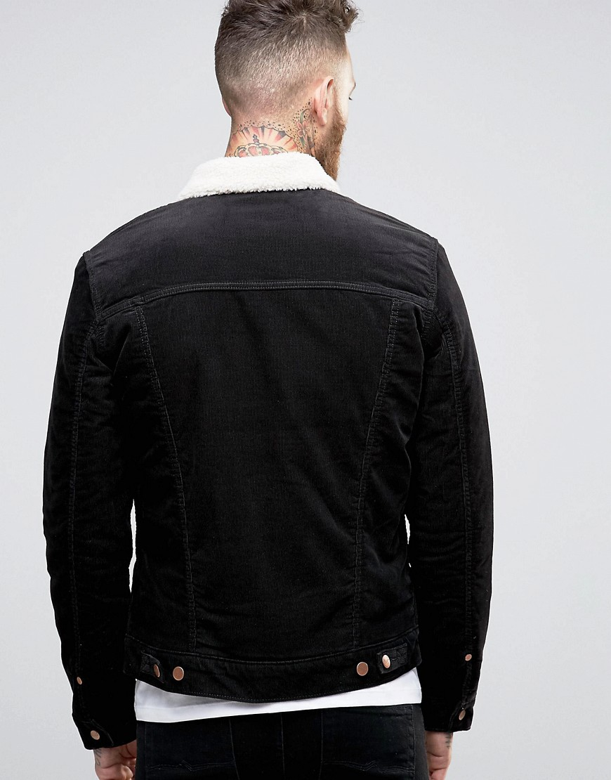 Wrangler Black Borg Lined Denim Jacket for Men | Lyst