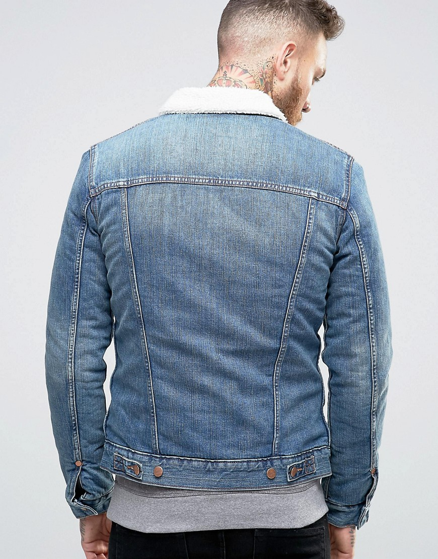 borg lined denim jacket mens