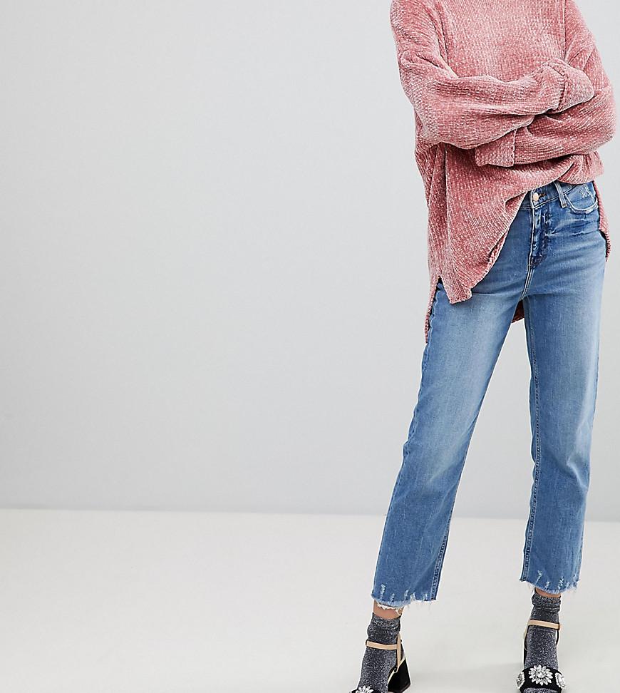 distressed hem jeans