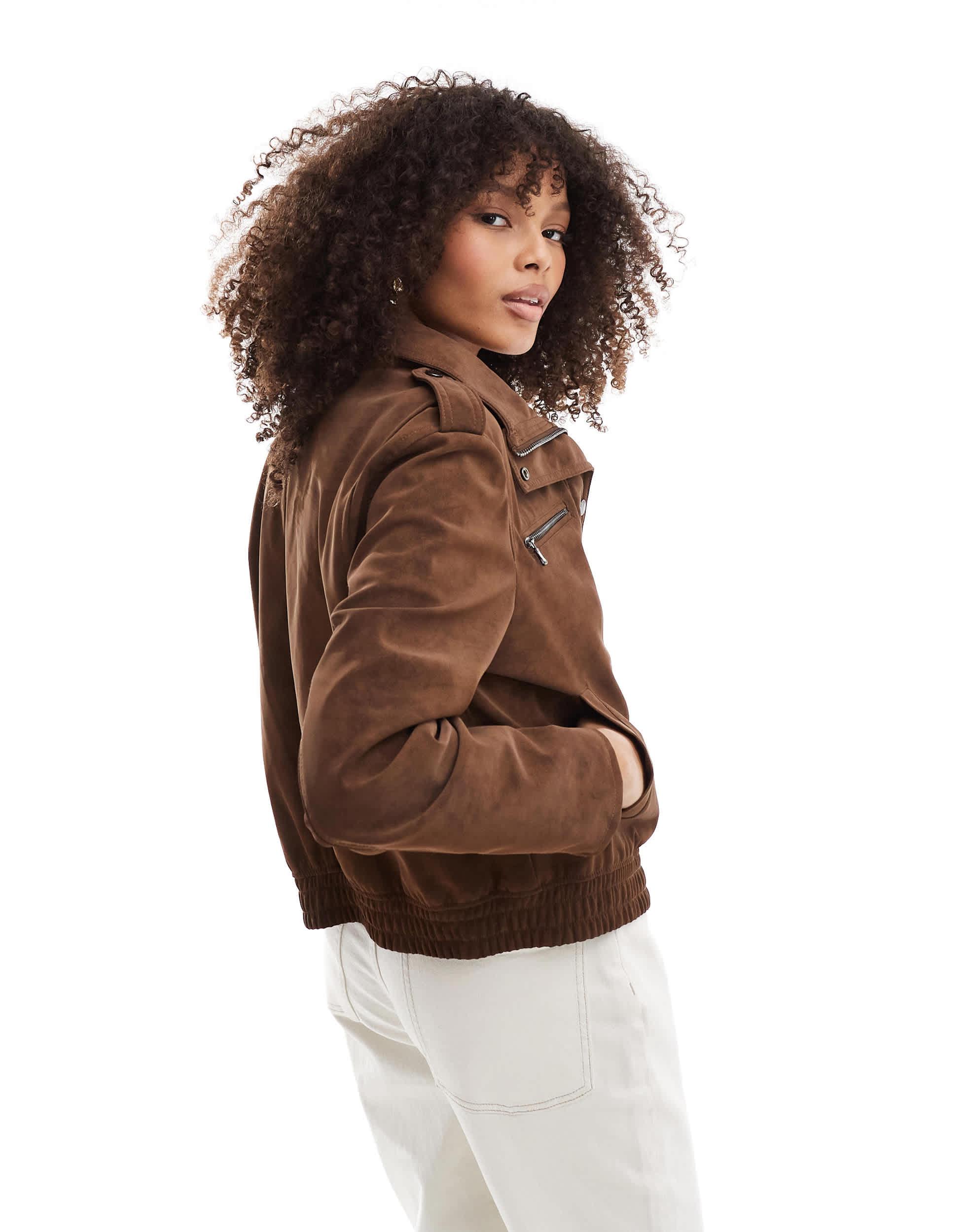 ☆ドイツ発*BERSHKA*新作*フェイクスエードブレザー/BROWN☆ ☆ドイツ発*BERSHKA*新作*フェイクスエードブレザー/BROWN
