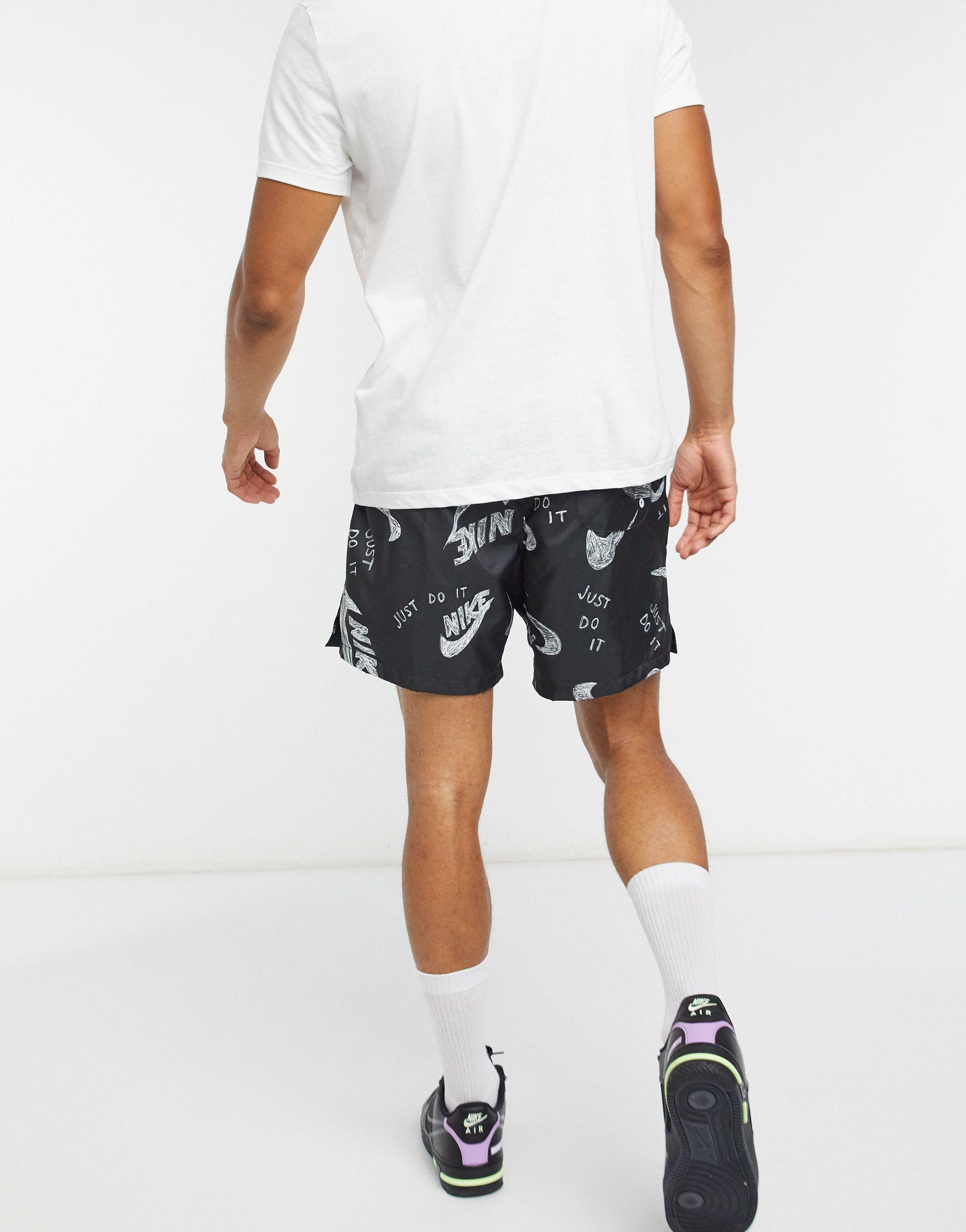 Nike Club All Over Logo Print Shorts in Black for Men | Lyst