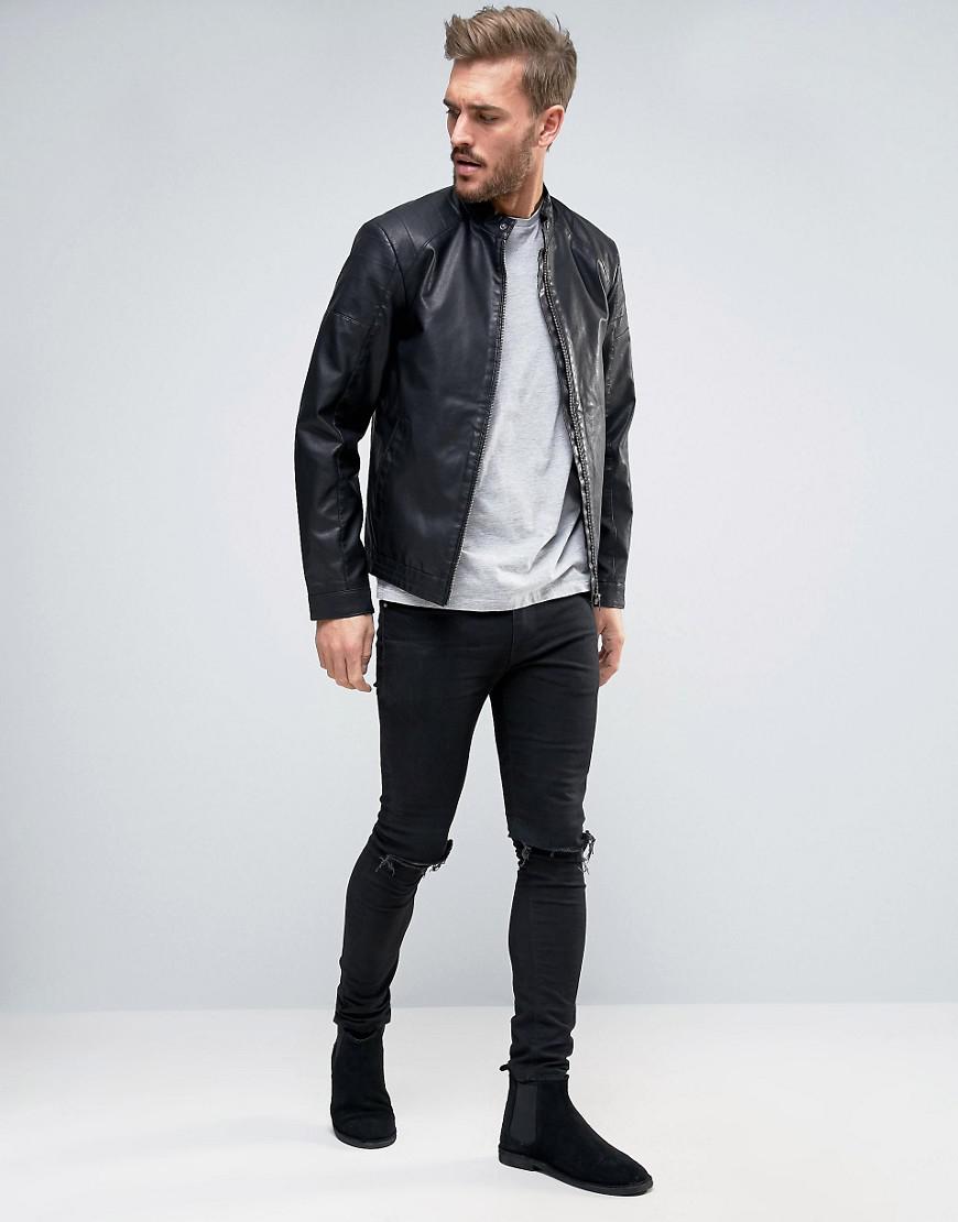 Produkt Faux Leather Biker Jacket in Black for Men | Lyst