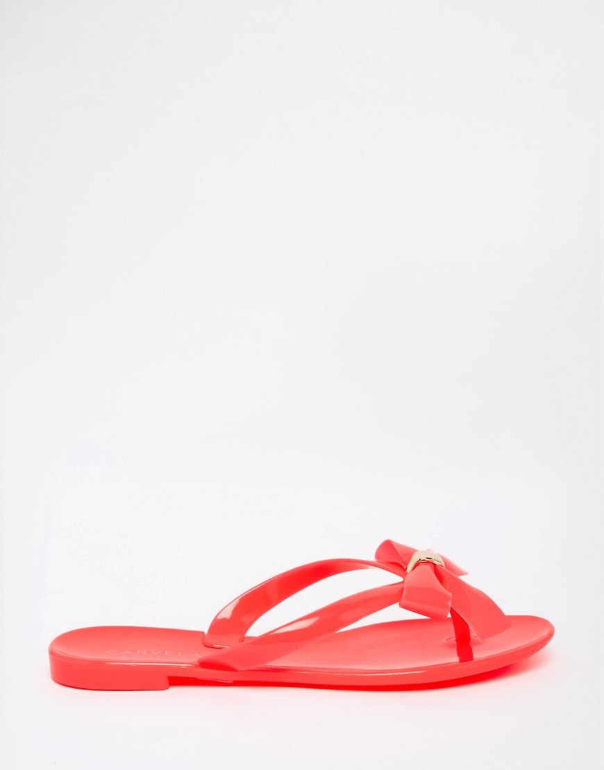 Carvela Kurt Geiger Rubber Star Bow Flip Flops in Red - Lyst