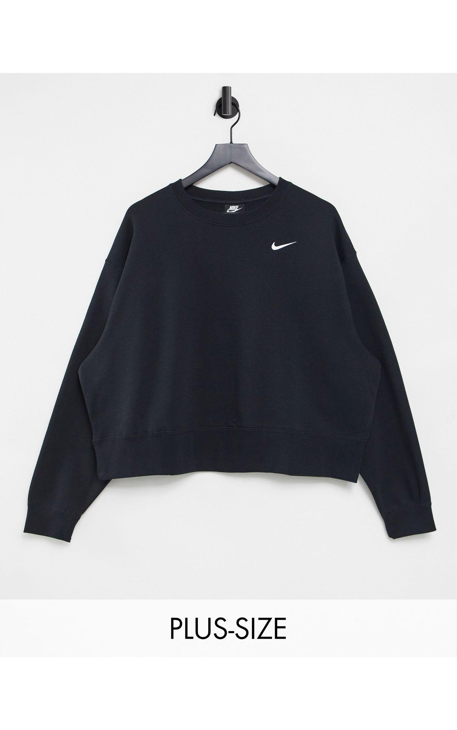 Nike Plus Mini Swoosh Oversized Boxy Sweatshirt in Black | Lyst UK
