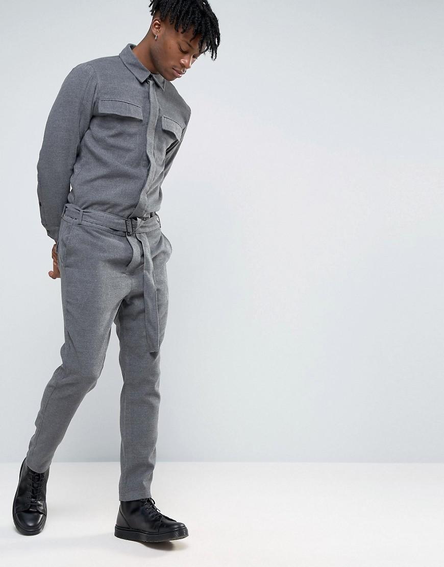 ASOS Smart Wool Look Boiler Suit In Charcoal in Gray for Men | Lyst