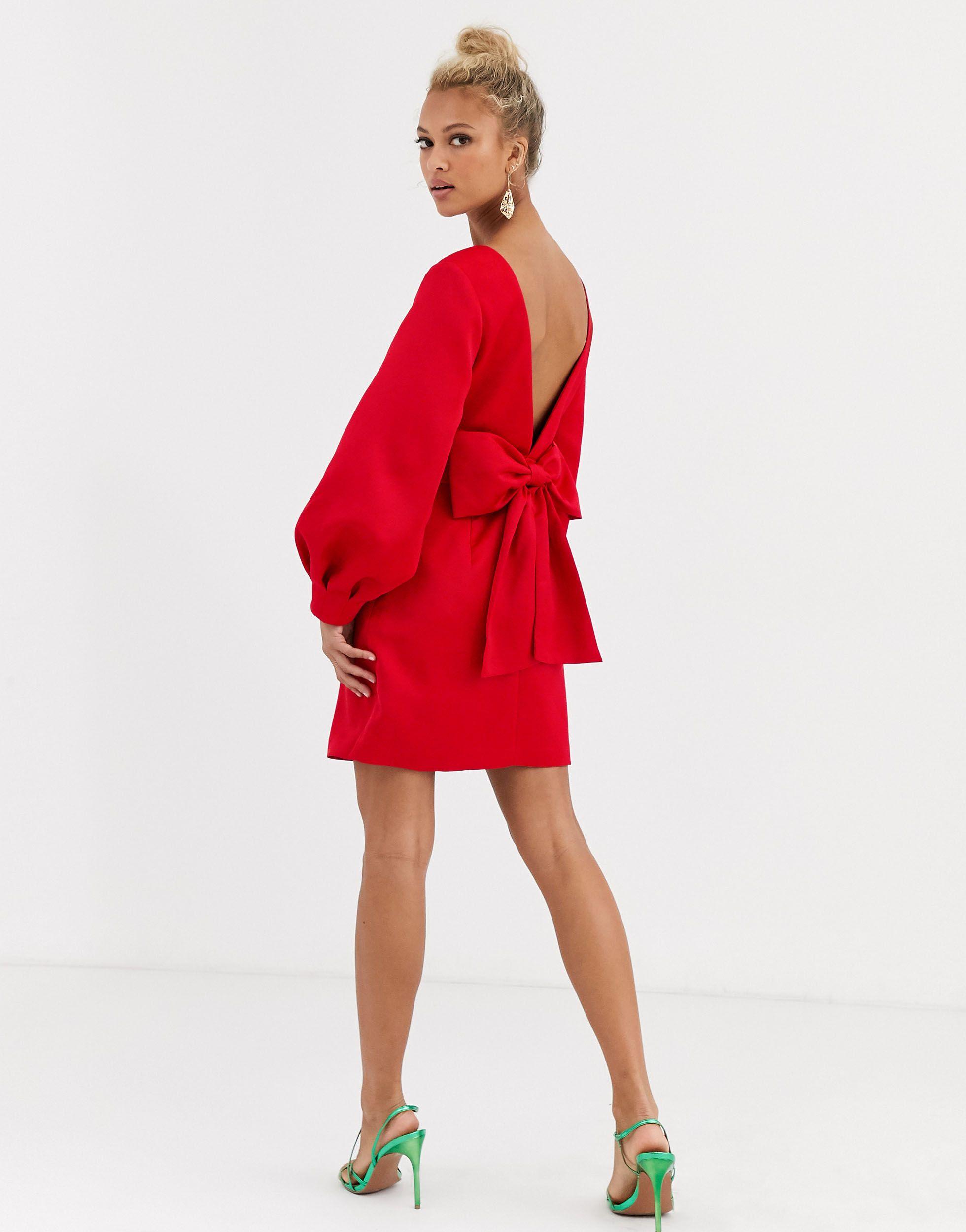 sasha bow back mini dress