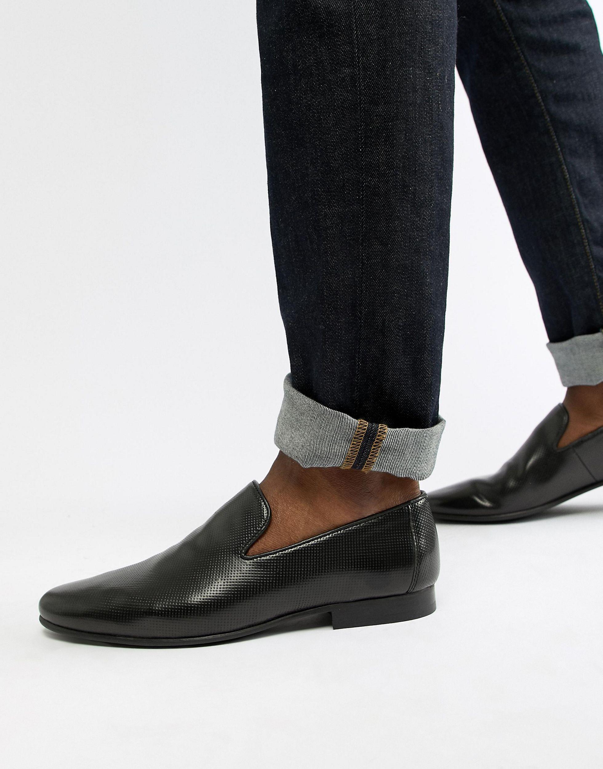 Walk London Study Texture Loafers in Black for Men Lyst