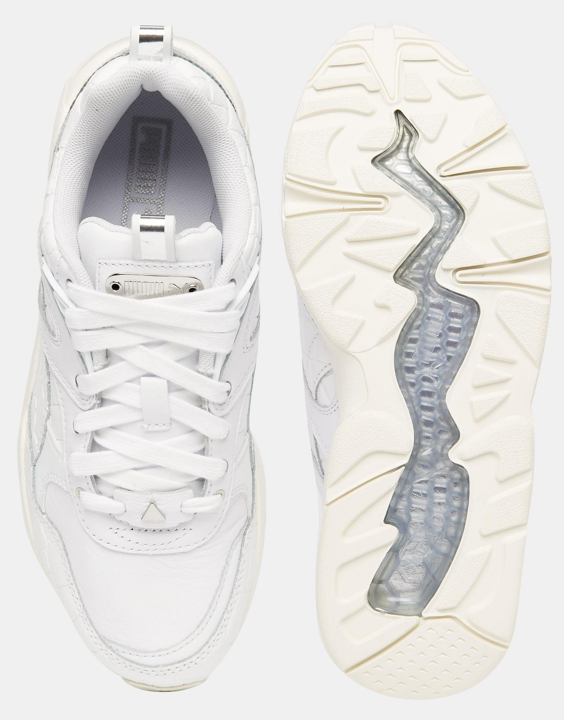 PUMA Leather R698 White Exotic Croc Texture Trainers - Lyst