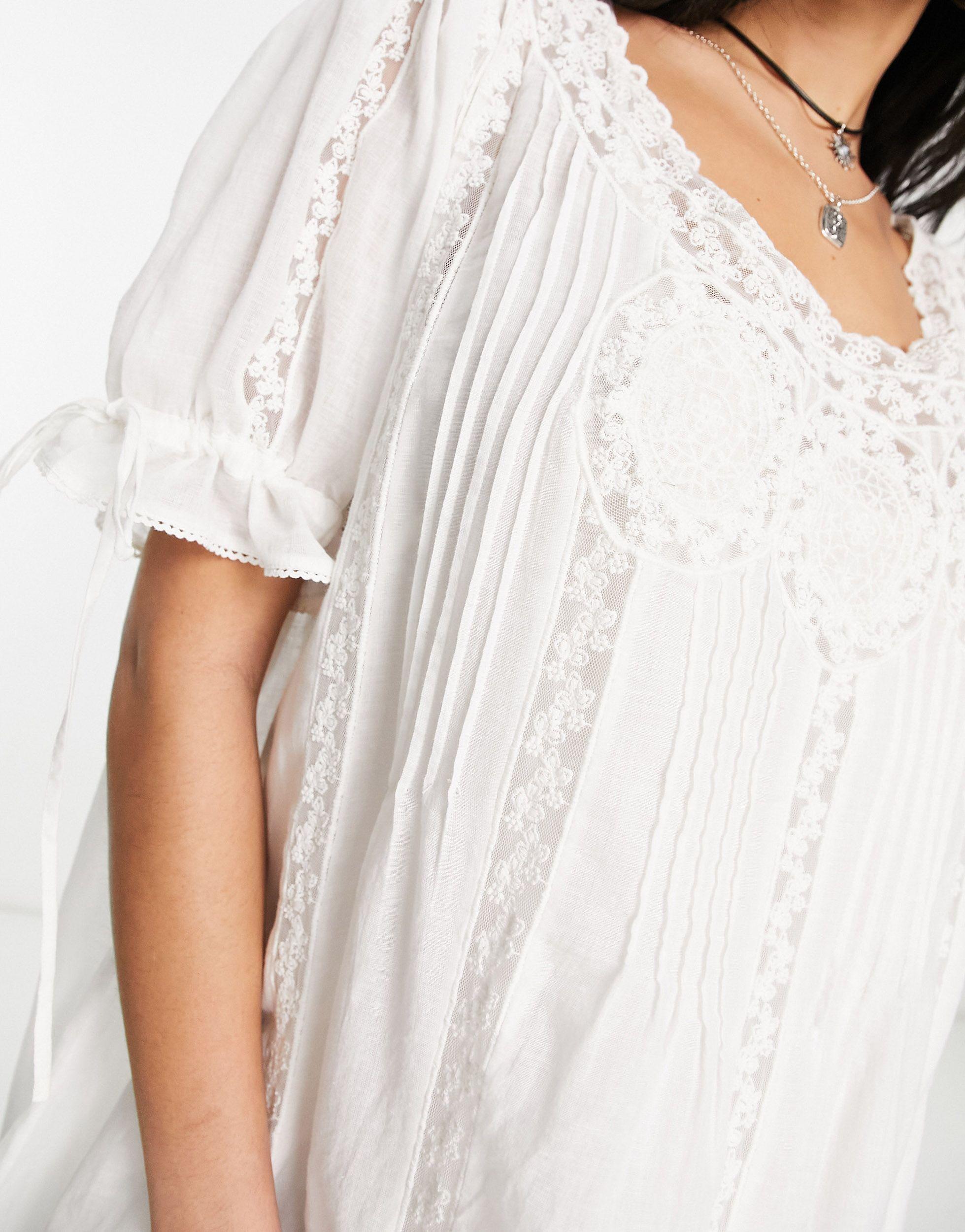 green emerald velvet dress Free People Santiago Embroidered Mini Dress Ivory L main image 0