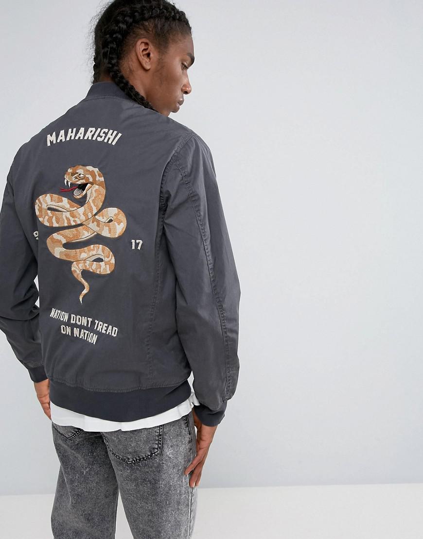 Maharishi Embroidered Snake Tour Bomber Jacket in Black for Men | Lyst