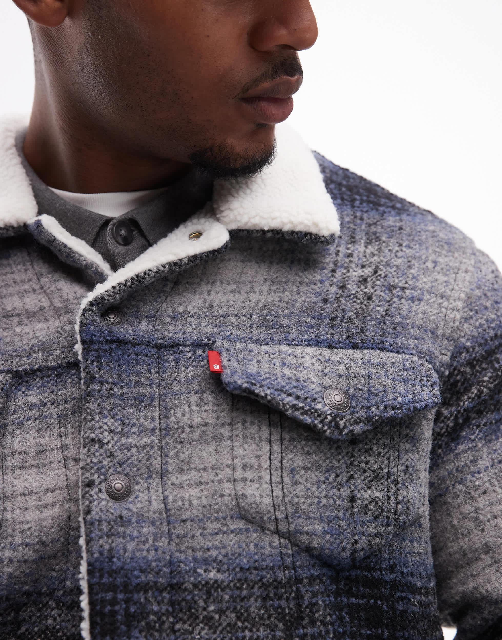 Levi's – type – karierte trucker-jacke in Grau für Herren Lyst DE