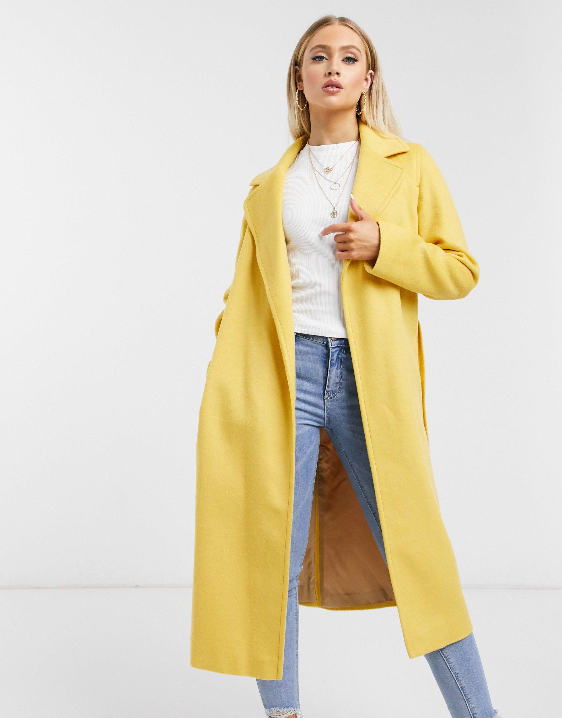 yellow wrap coat