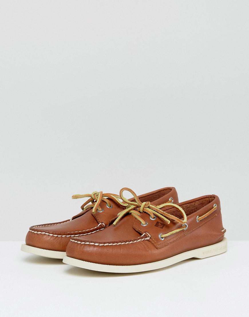 sperry top sider brown leather boat shoes