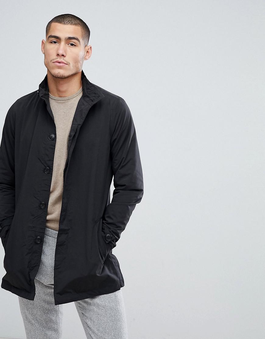 French Connection Funnel Neck Trench Jacket in Black for Men - Lyst