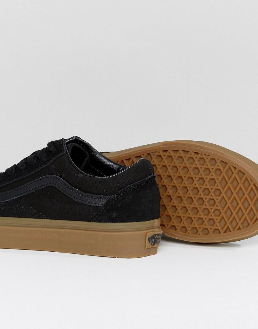 black old skool vans with gum sole