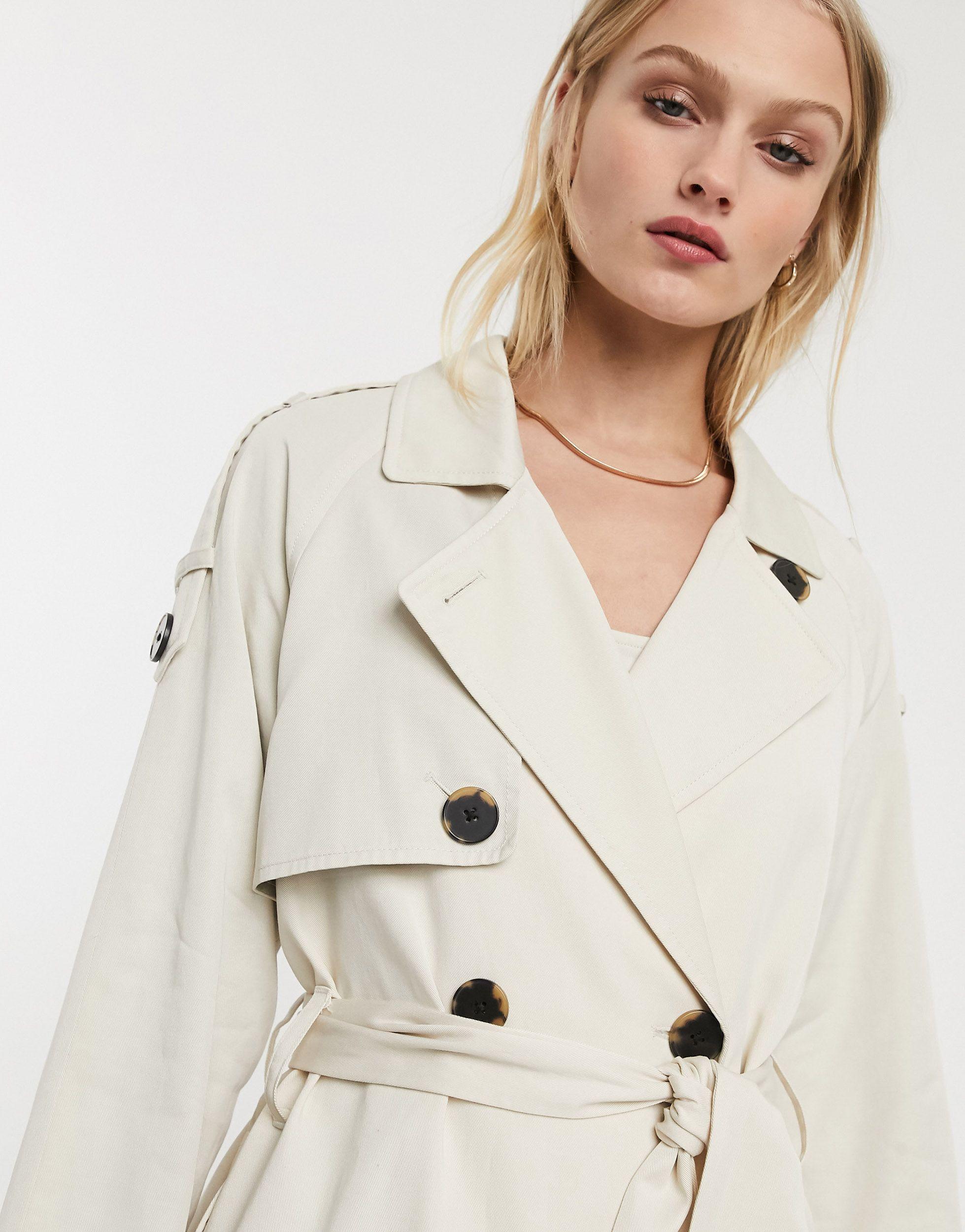 Selected Cotton Femme Premium Trench Coat In Beige Natural Lyst