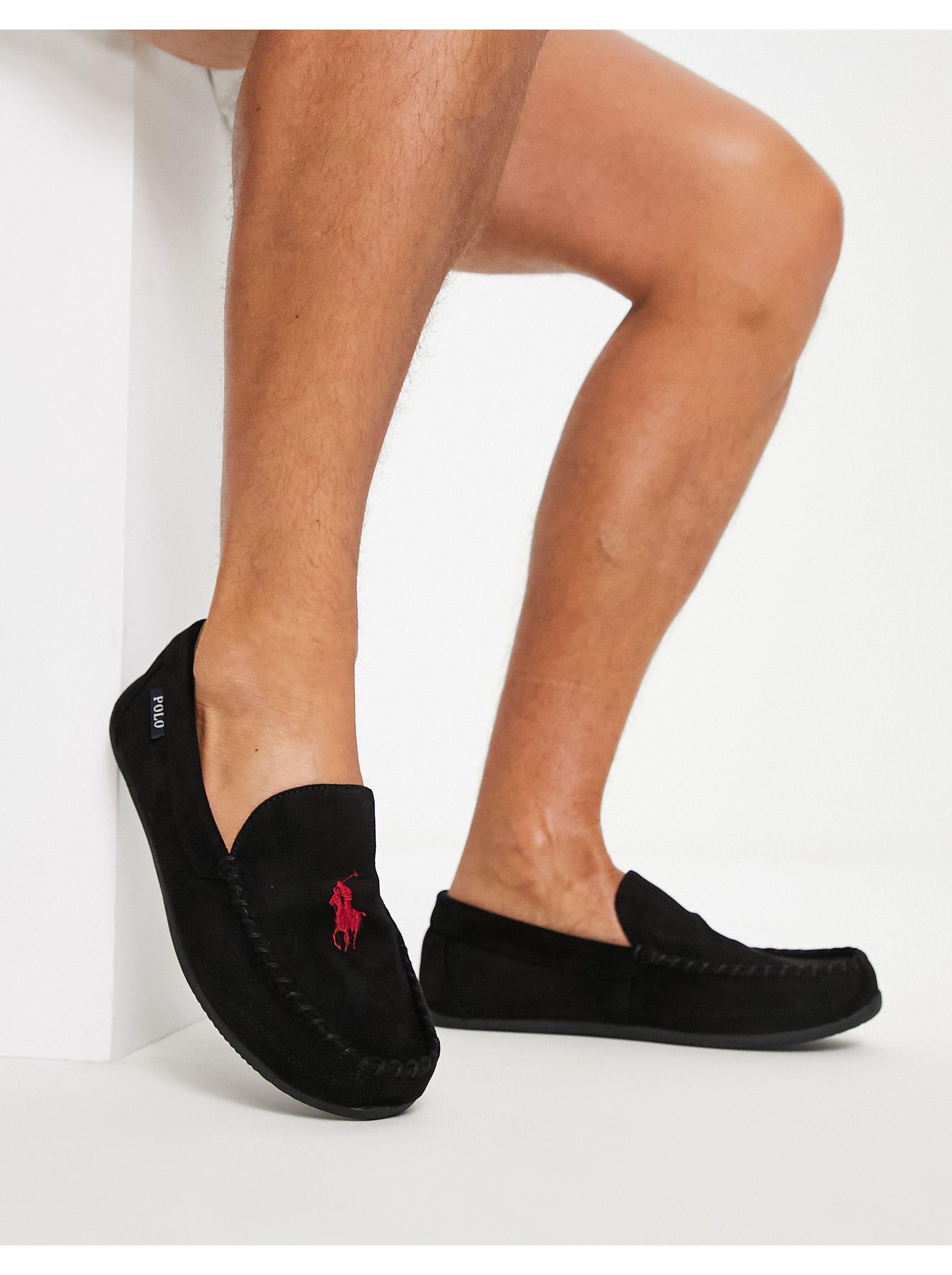 Polo Ralph Lauren Declan Moccasin Slippers in Black for Men | Lyst