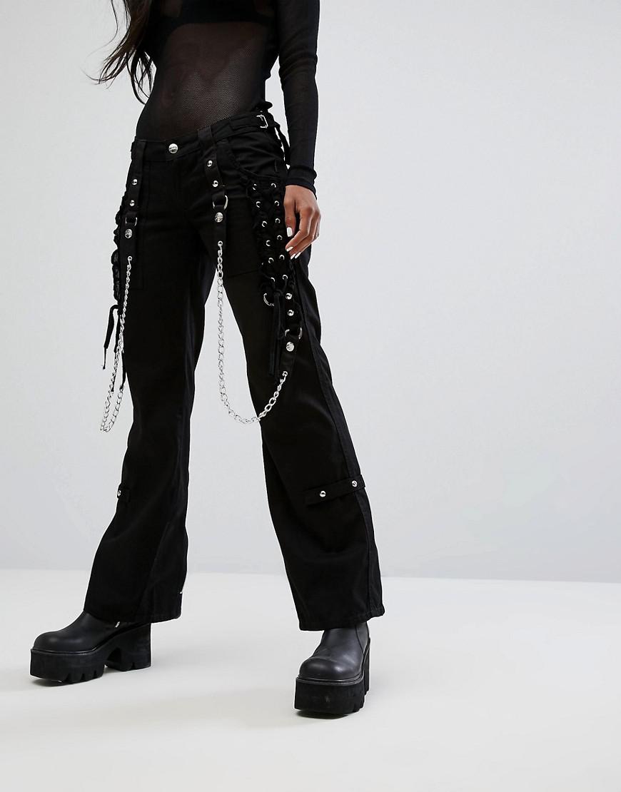Tripp Nyc Cotton Lace Up Chain Detail 