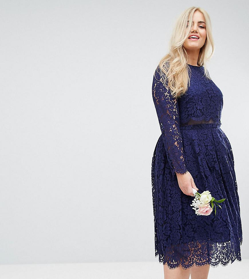 asos long sleeve lace midi prom dress