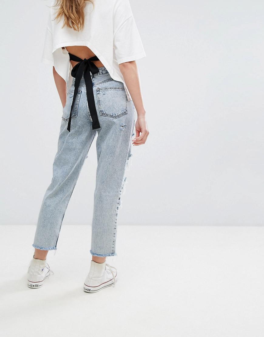 Pull And Bear Ripped Mom Jeans